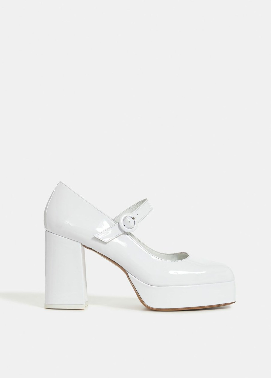 Shoes Essentiel Antwerp | Patent-Leather Platform Pumps White - Hottopdress